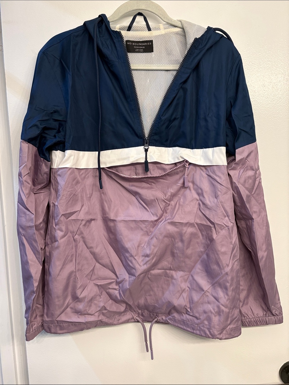 No Boundaries Navy, Lilac & White Colorblock Windbreaker Jacket